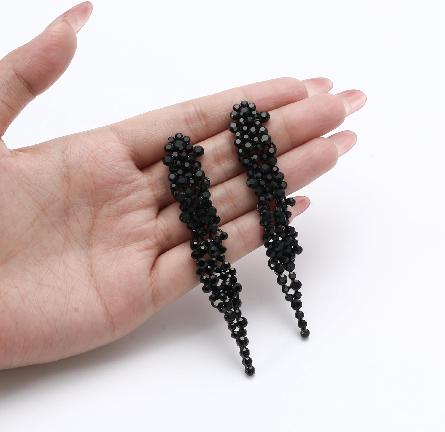 EVER FAITH Wedding Rhinestone Crystal Art Deco Statement Earring, Banquet Prom Long Chandelier Dangle Earrings for Women Bride - Image 6