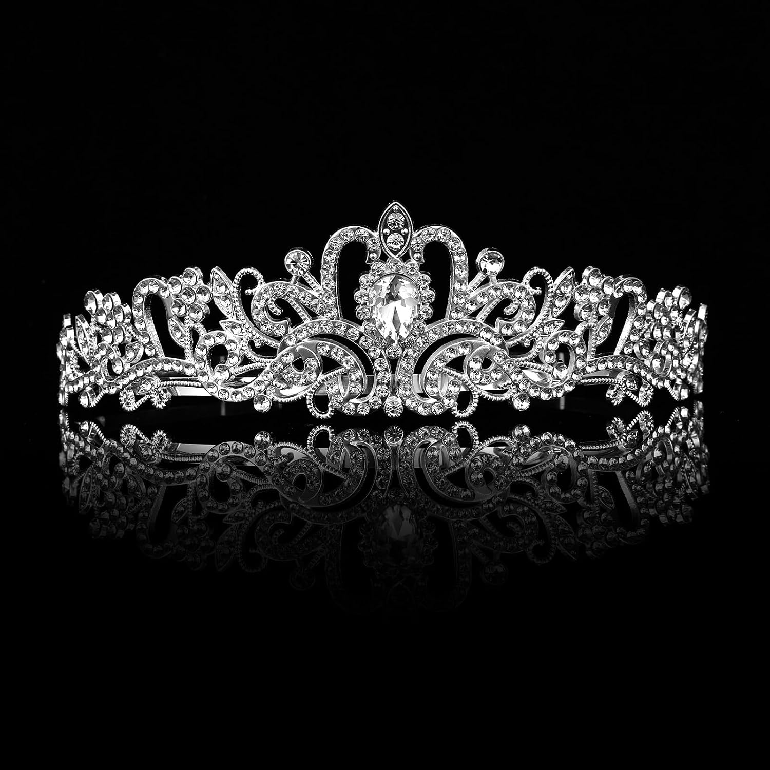 8 Pcs Silver Crystal Princess Tiaras – Elegant Alloy Crowns with Combs for Wedding, Prom, Birthday & Cosplay