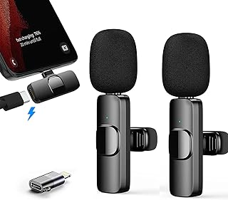 Cualfe Wireless Lavalier Microphone for iphone/iOS/Android, Plug-Play Wireless Microphones, Mic with 3 Level Noise Reduction Auto Sync for Recording, Live Streaming, YouTube, TikTok, Facebook