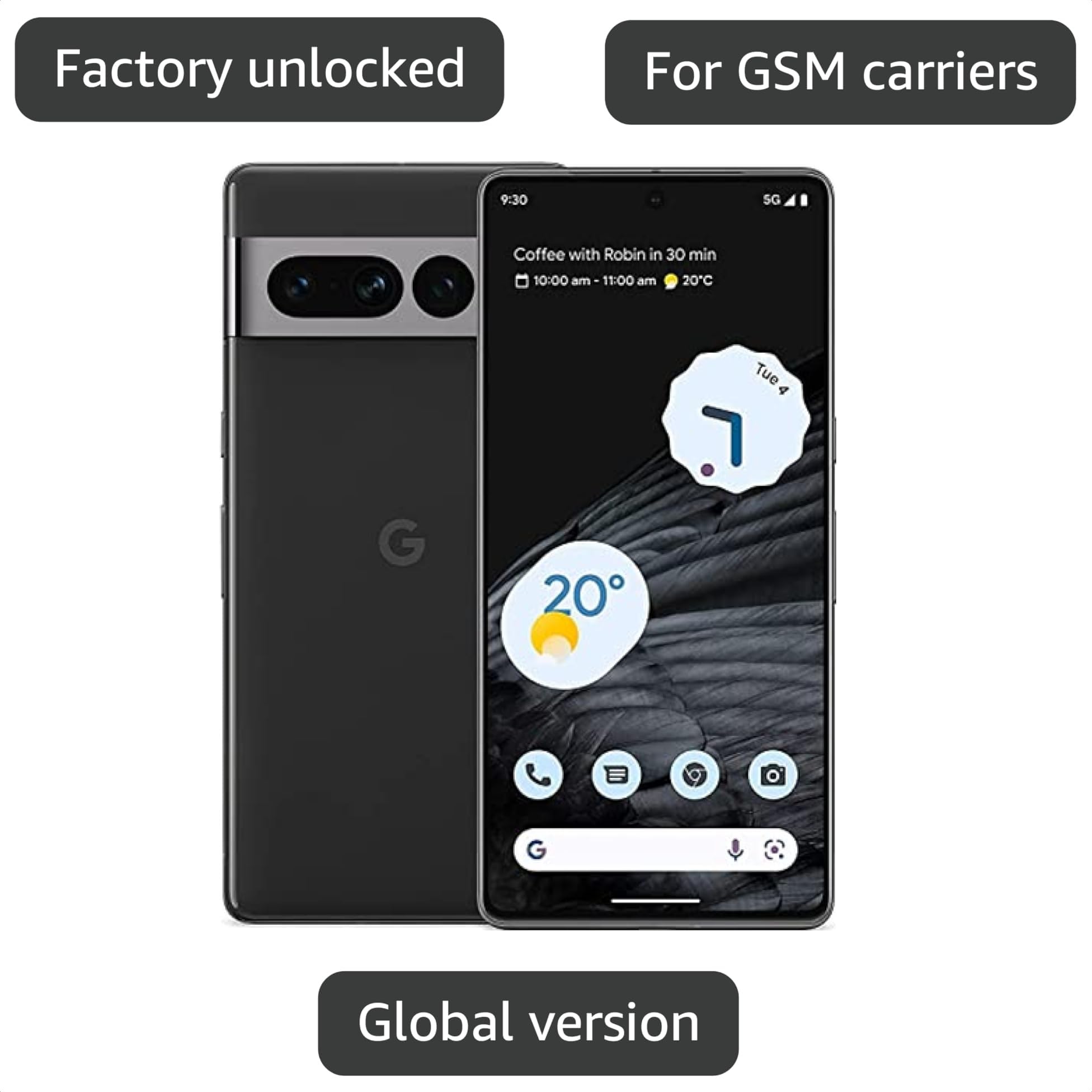 Amazon.com: Google Pixel 7 Pro 5G, 128GB + 12GB RAM, Obsidian