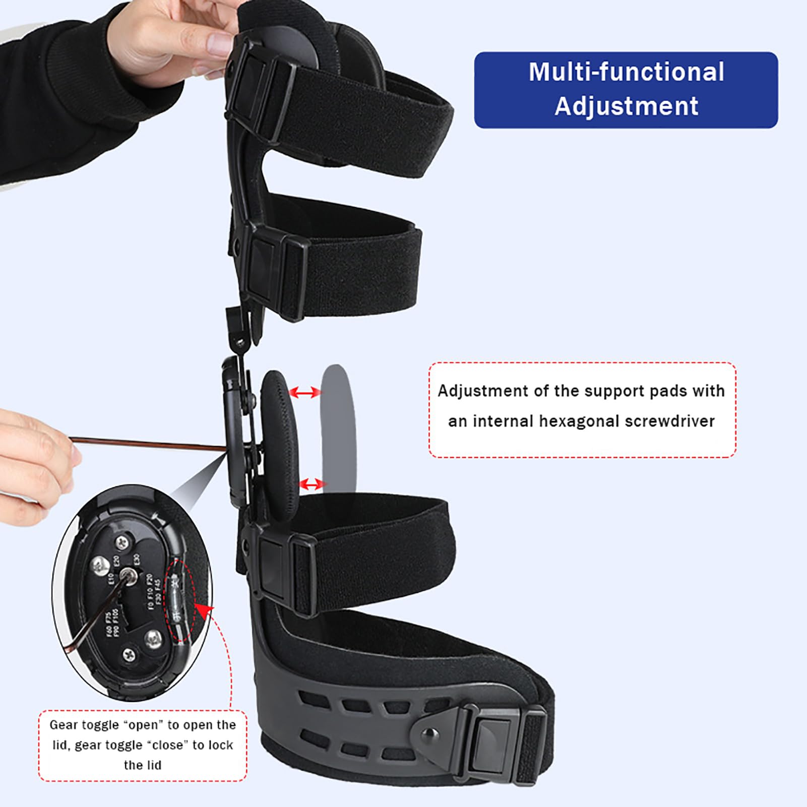 Soporte De Rodilla, Rodillera para Artrosis, Rodillera Unilateral Ajustable, Inmovilizador Y Estabilizador De Rodilla para Valgo Y Valgo De Rodilla, Desgarro De Menisco Y,Right