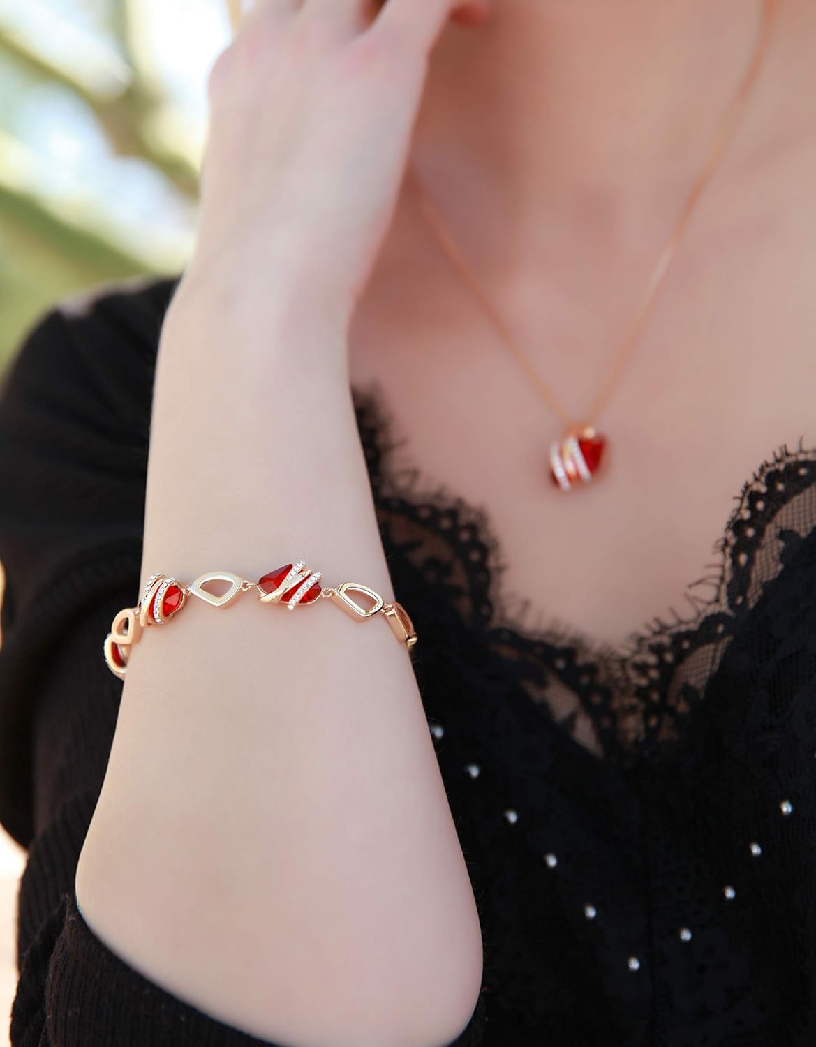 Leafael Wish Stone Link Charm Bracelet with Birthstone Crystals, Rose Gold Plated or Silver-tone, 7"+2" - Image 2