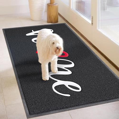 Vista 80 de EARTHALL Divertidos tapetes con texto en inglés "Hello Mats" para exteriores/interiores, 48 x 32 pulgadas, tapete para puerta delantera, entrada al