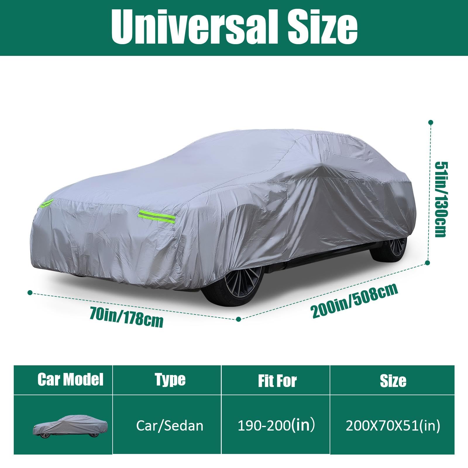 ZONEEAKO Universal Car Cover - All Weather - Fits Sedan Length 190-200 — view 4