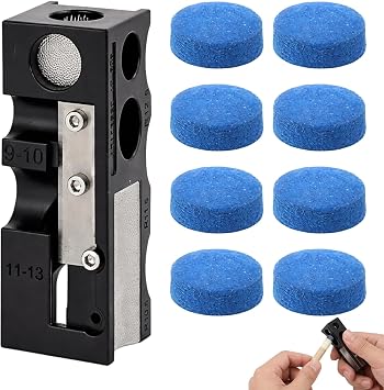 9-Piece Snooker Cue Tip Repair Kit, 13-in-1 Cue Tip Shaper and 8 Replacement Snooker Cue Tips, Multifunctional Pool Cue Repair Tool, Perfect for Home Game Rooms & Billiard Halls   Ideal Snooker Gifts