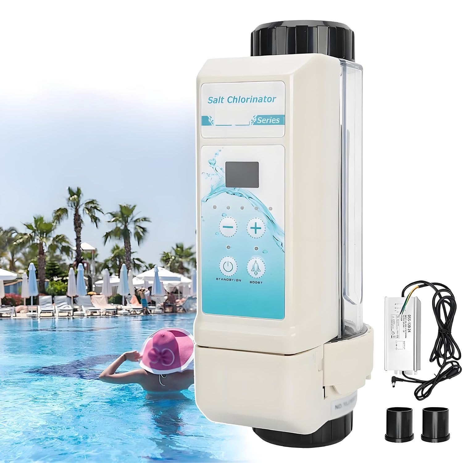 Sistema automático de clorador de sal, generador electrolítico de 20 g/h para piscinas de agua salada y spas, generador de cloro autolimpiante, dispositivo fiable de mantenimiento de piscinas