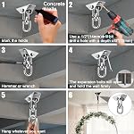 Hammock Hanging Kit, 1200 Lbs Capacity Heavy Duty 360 ° Rotating Hammock Hook Suitable for Hanging Hammock Chair, Aerial Yoga, Boxing Sandbags, Swings, Etc.