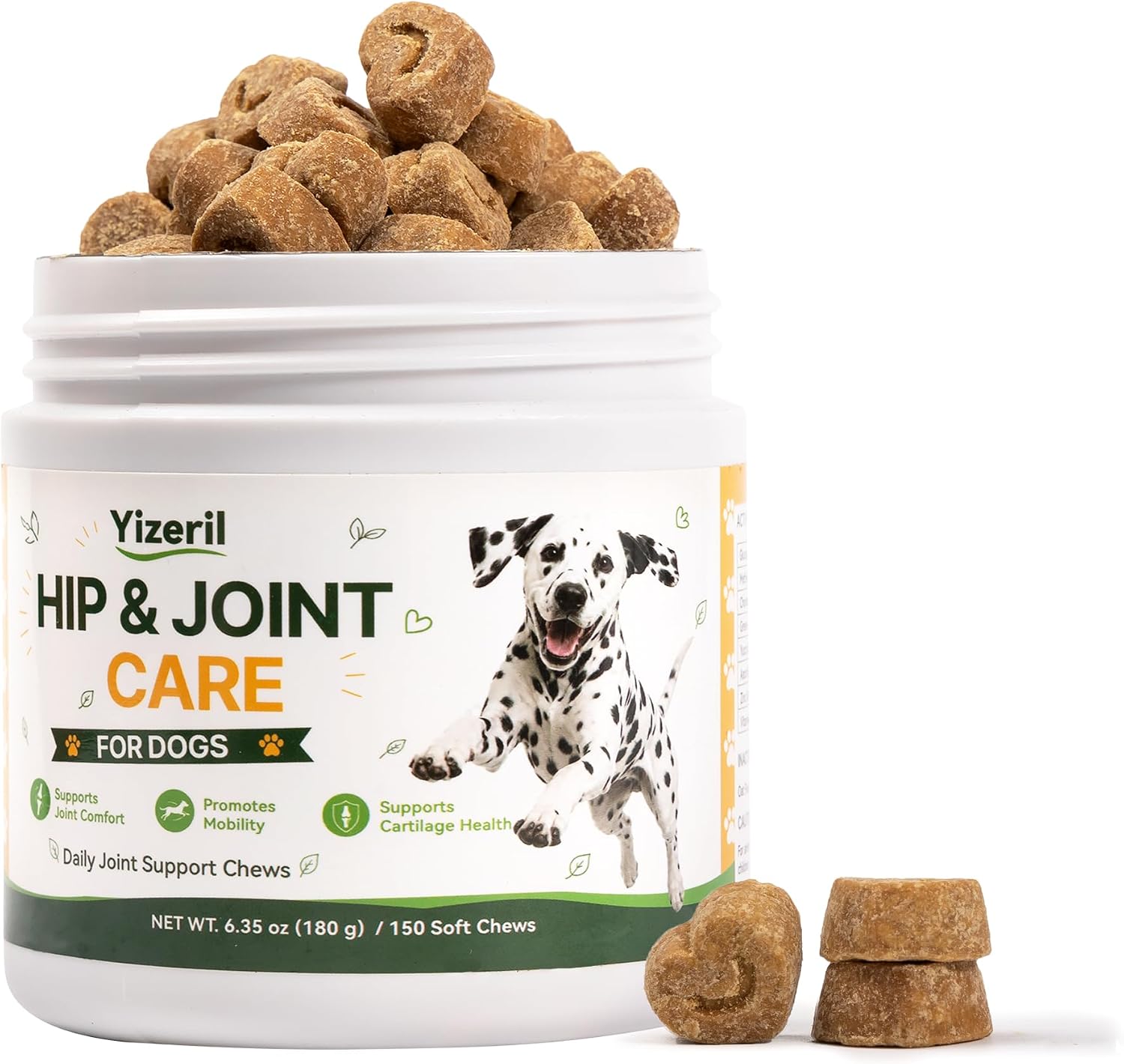 Hip and Joint Supplement for Dogs, Glucosamine Soft Chews, 150 Ct | Supports comfortable movement and everyday mobility, with MSM, chondroitin, green-lipped mussel, vitamins C & E