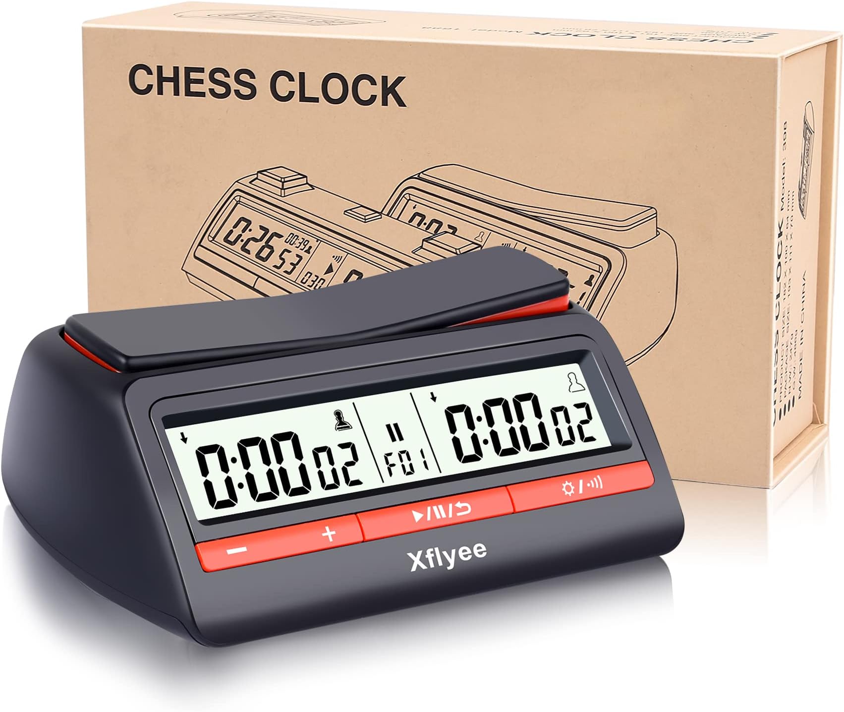 [2023 New] Xflyee Chess Clock - Digital Chess Timer, Available for Portable Timer for Board Games and Chess with Bonus and Delayed Countdown Function