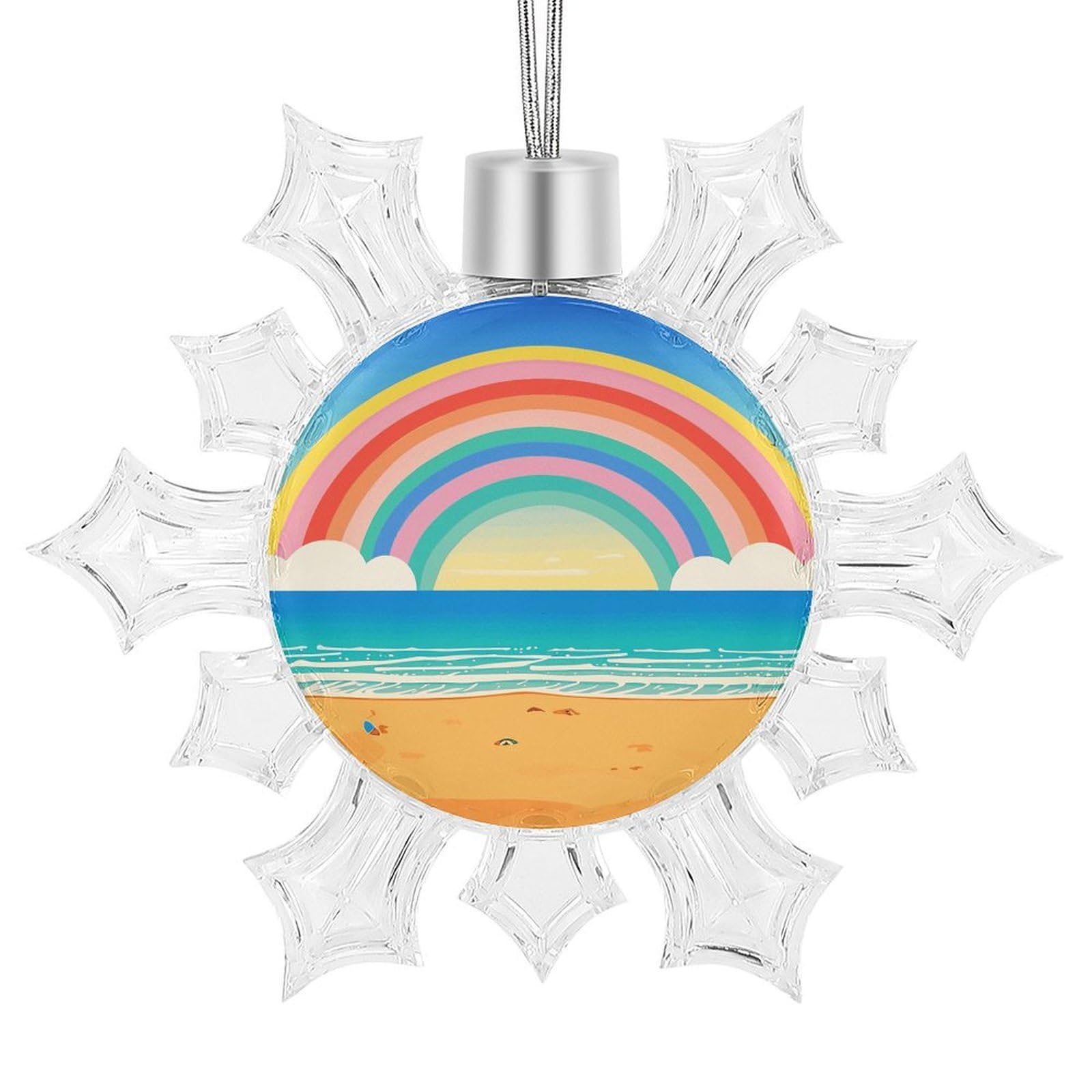 Pendentif flocon de neige Noël déco plage arc-en-ciel pour sapin et fête de mariage