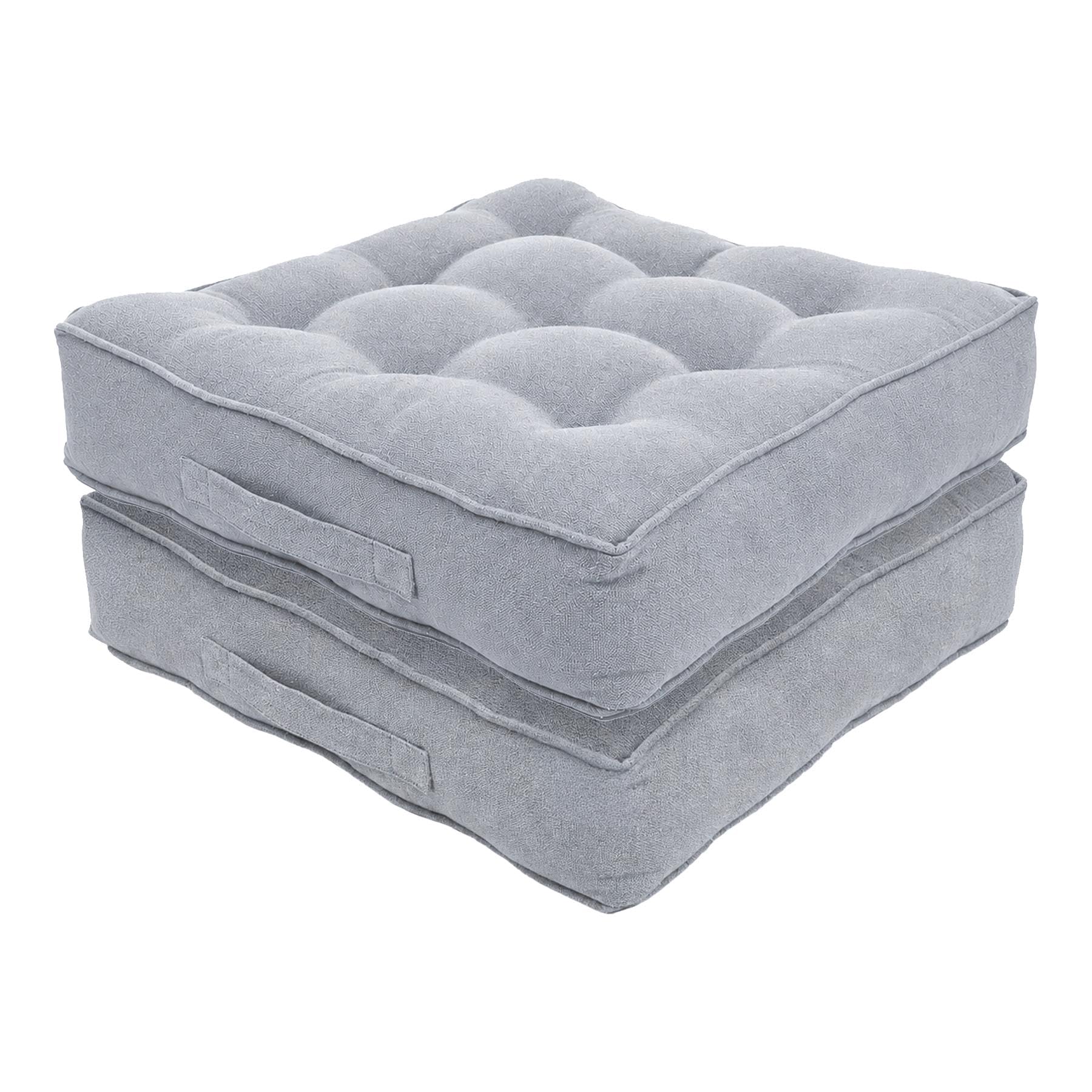 Harbour Housewares - Square Armchair Booster Cushions - 50 x 50 cm - Pack of 2 - Grey