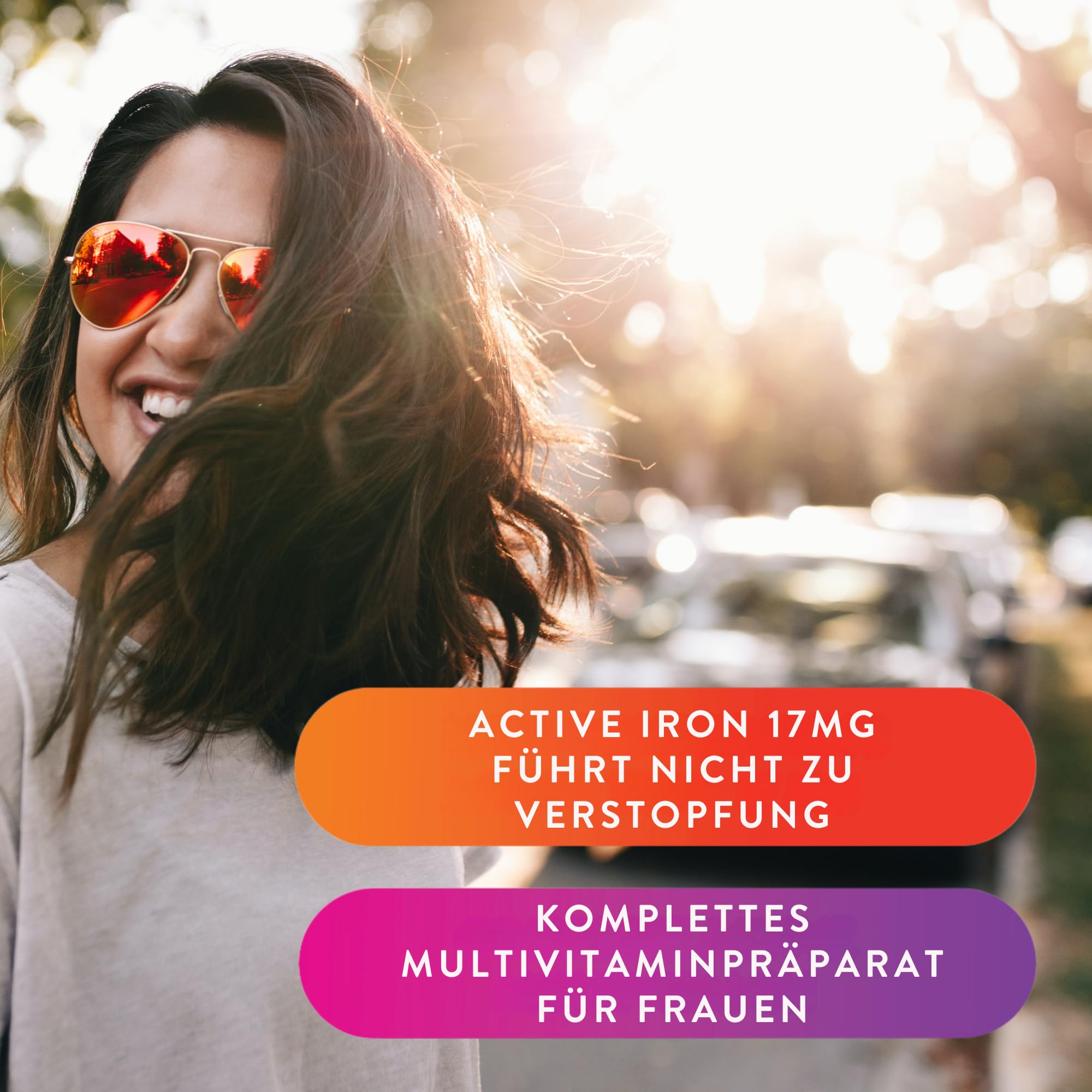 Active Iron für Frauen, Eisen- und Multivitaminpräparat, 30 Eisenkapseln à 17 mg und 30 Multivitamintabletten, hochwirksame Vitamine B, nicht verstopfend, Vorrat für 1 Monat.