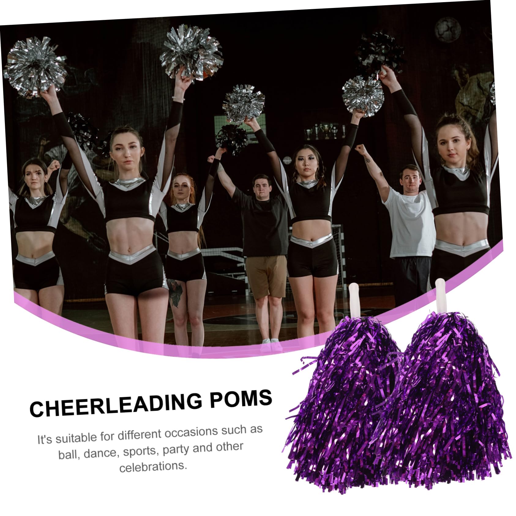 Pompons de Cheerleading en Pvc 16 Pièces pour Chorégraphie et Compétition