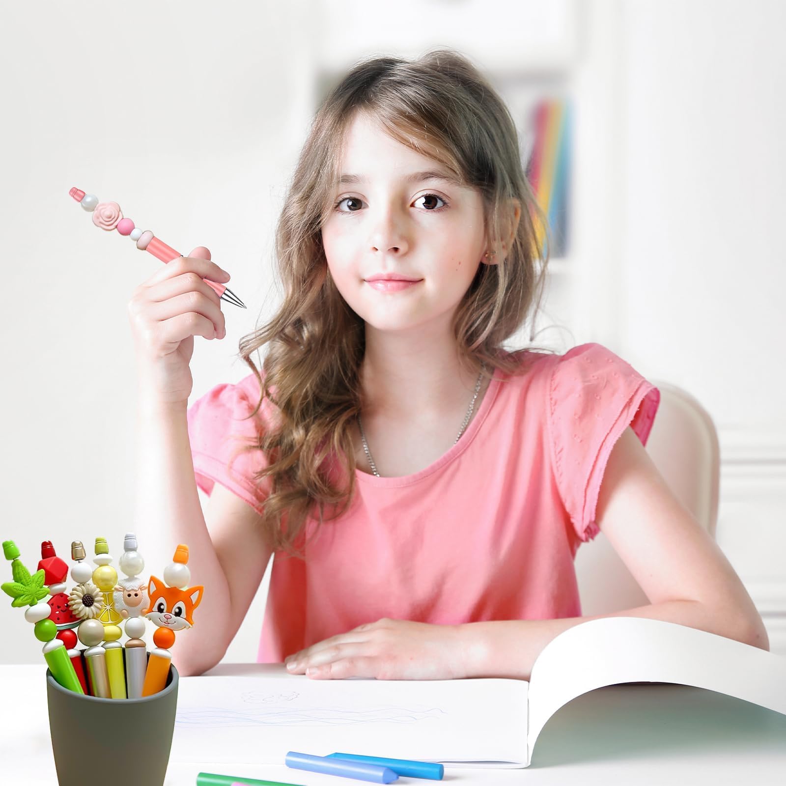 100 Pièces Stylos à Perles DIY Personnalisables avec Recharges, Stylos Bille Colorés pour Enfants, Étudiants, Cadeaux Créatifs, Fournitures Scolaires et de Bureau