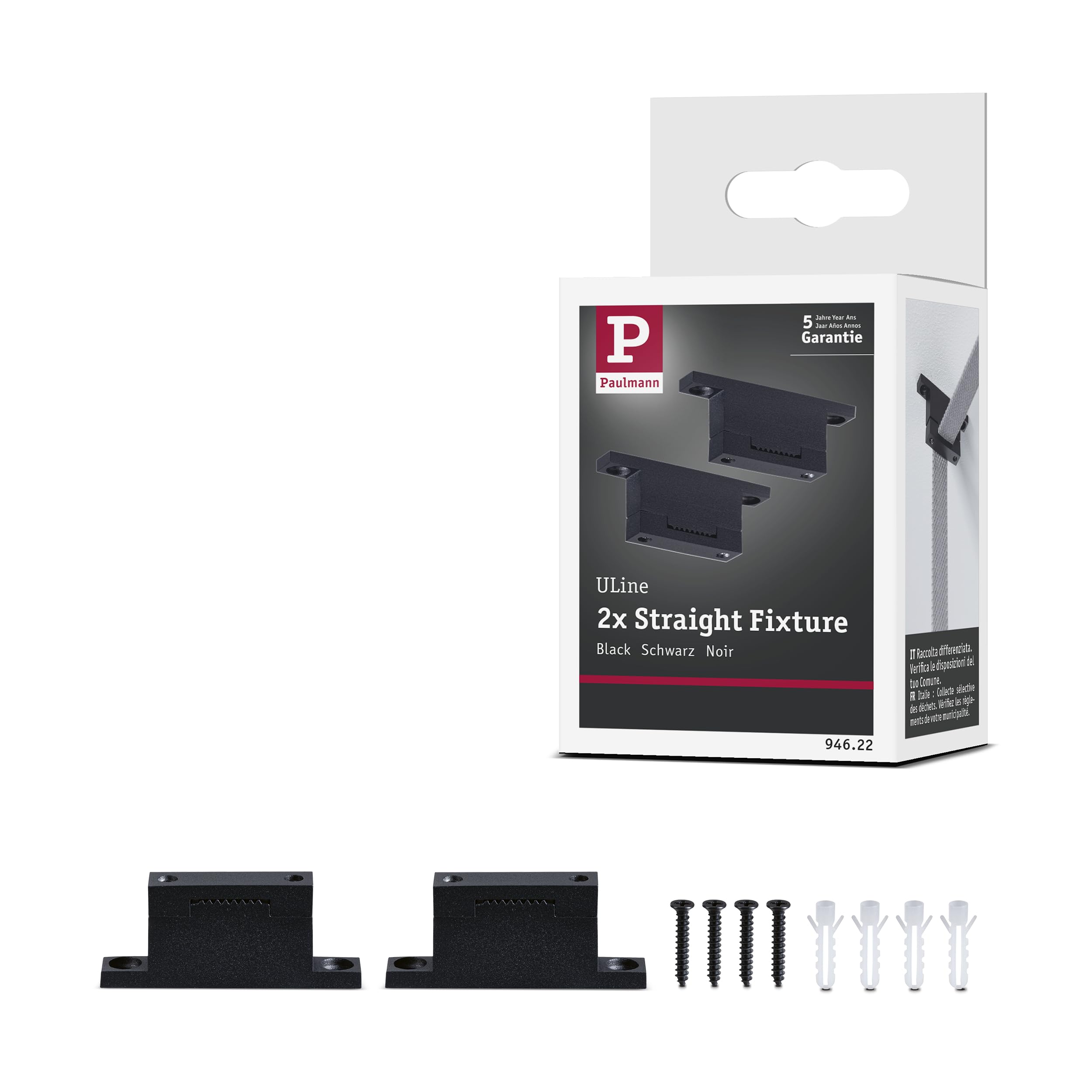 Paulmann 94622 ULine Accessories Belt Holder Straight 2-piece Set Black
