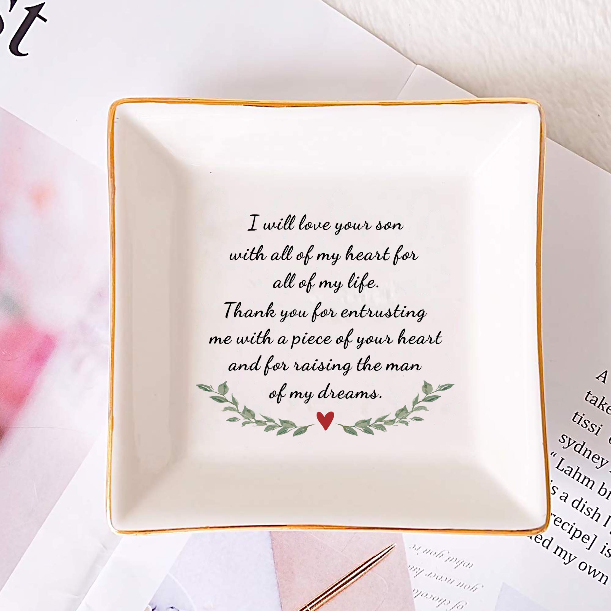 Prezenty dla matki pana młodego od panny młodej, prezenty ślubne dla teściowej, prezent z podziękowaniem dla nowej mamy, ceramiczne naczynie na bibeloty - "I Will Love Your Son with All of My Heart