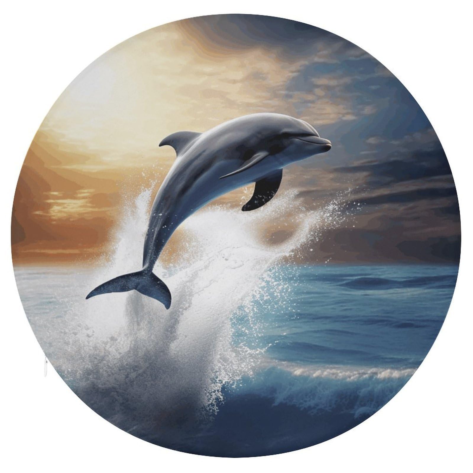 Wsoihfec Style Beautiful Dolphin Seat Cushion Round Chair Pad