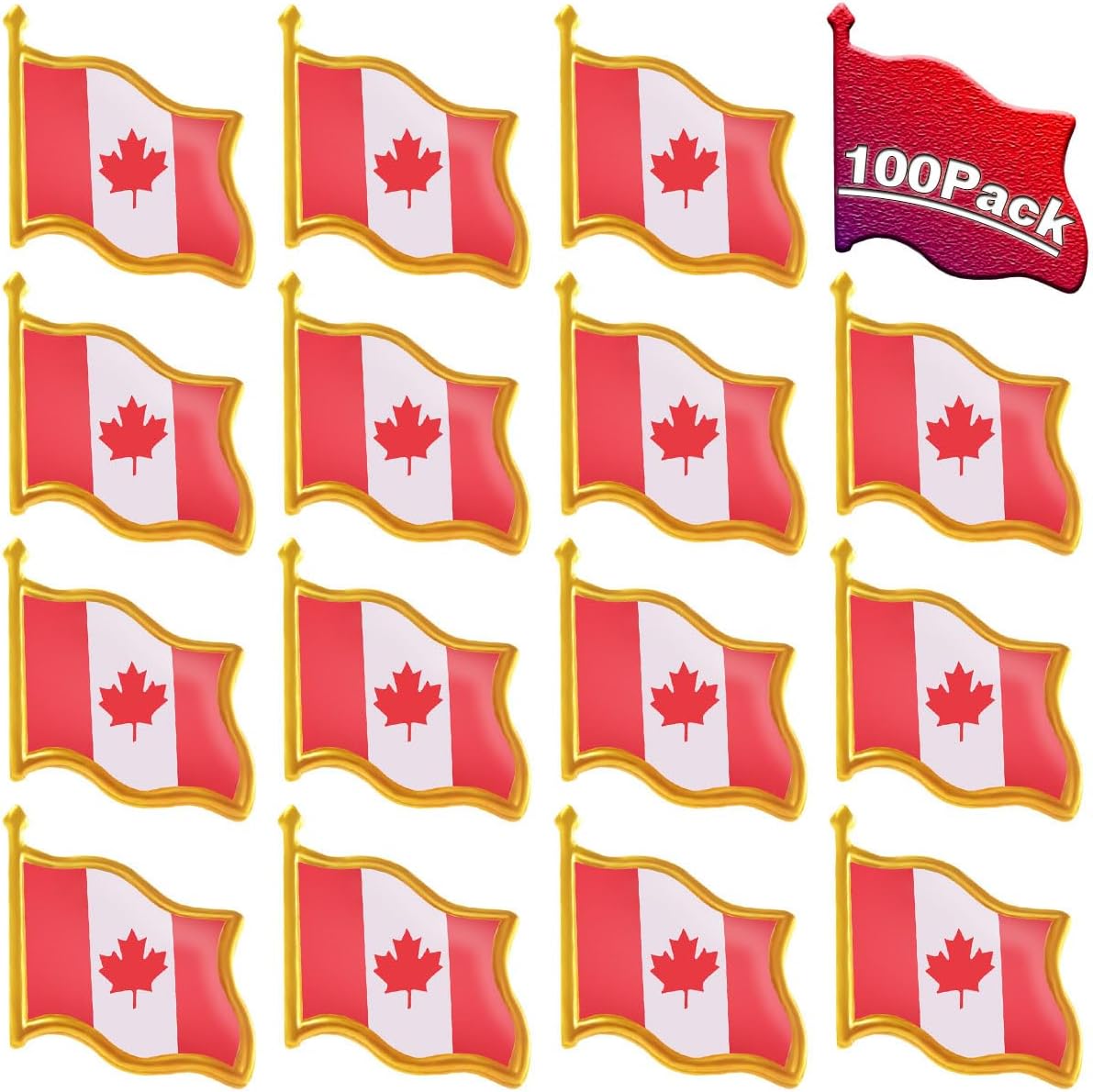 20/50/100 Pack Canada Flag Pin Canadian National Lapel pins Enamel Made of Metal Souvenir Men Women Patriotic