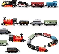 Hanaive 2-Pack Pull-Back Alloy Steam Train Sets - Retro Diecast Locomotives for Kids Boys Girls, Safe Birthday Party Classroom Gifts (Black Red)