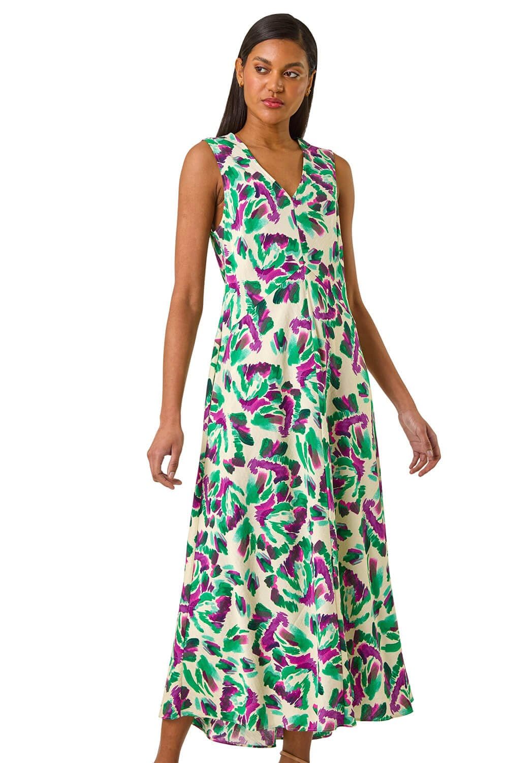 Roman - Women's Midi Dress - Sleeveless - Purple - Size 18