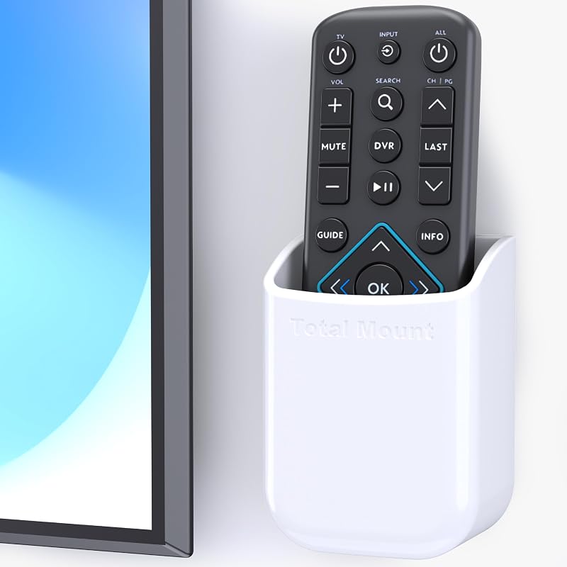 Universal Remote Holder – Place on Wall or Back of TV | Designed in the USA – Premium, White Remote Control Holder (Medium)