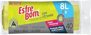 Saco para Lixo Com Citronela ¨Odor Block¨, Rolo com 40 sacos de 8 Litros, Esfrebom., EsfreBom, Amarelo