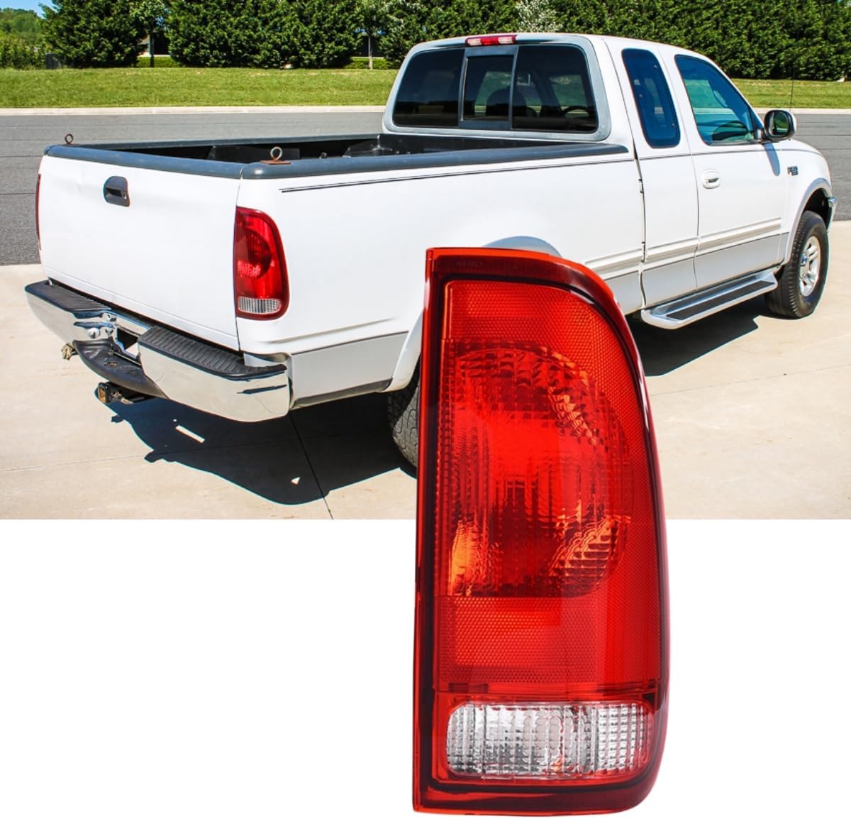 Tail Light for Ford F-150 (1997-2004), F-250, F-350, F-450, F-550 Super Duty (1999-2007) - Rear Brake Lamp, No Bulbs