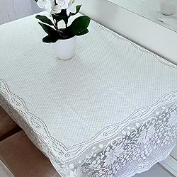 Toalha de Mesa Renda Retangular 6 lugares 2,17 x 1,60 (Branca)