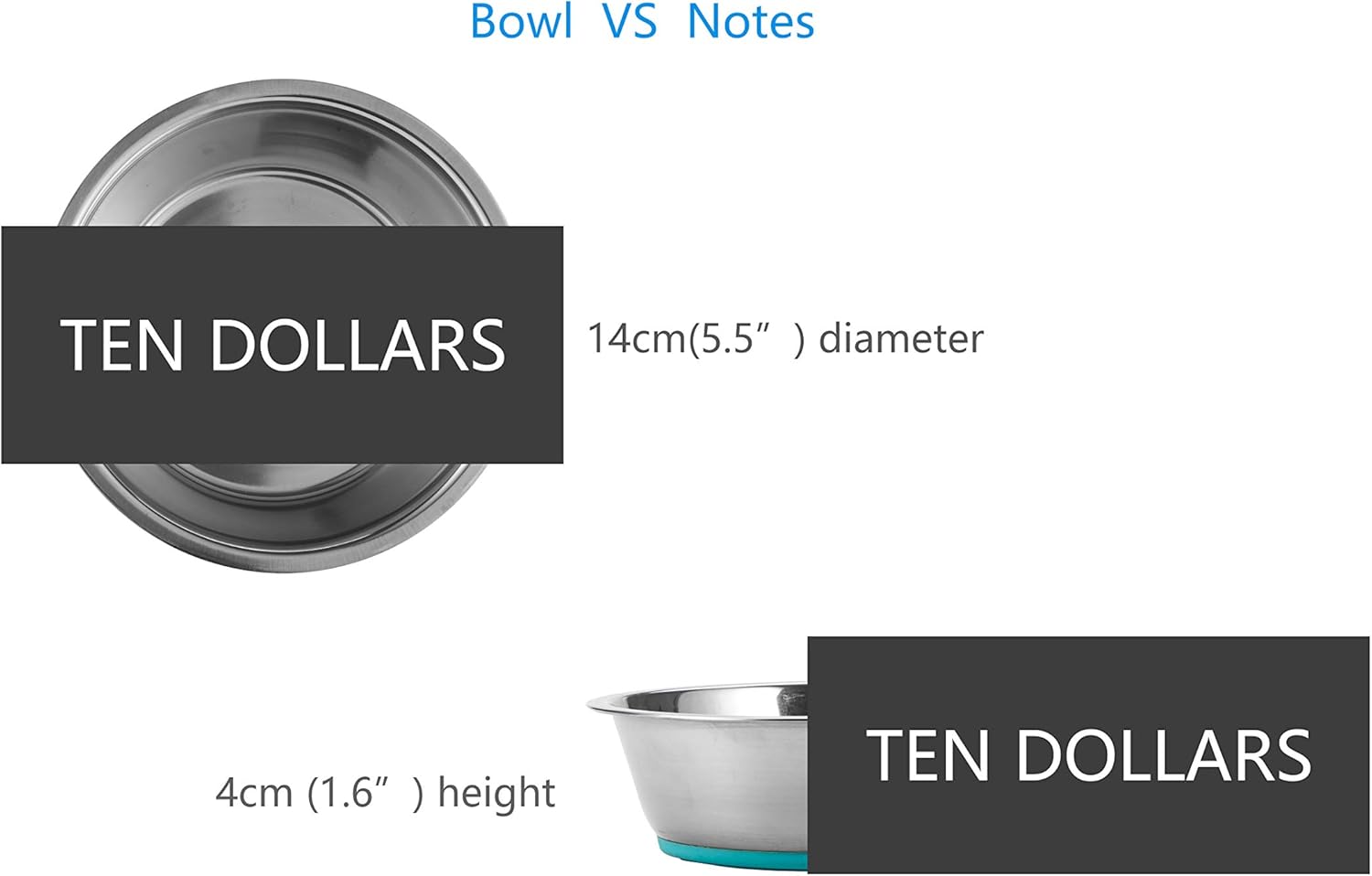 PEGGY11 Light Non-Slip Stainless Steel Dog cat Bowl Two-Pack 15 Ounce : Pet Supplies