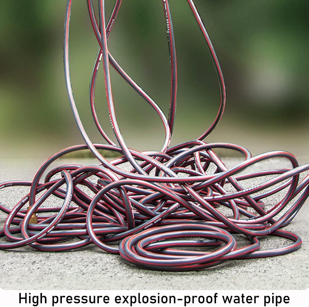 Garden Hose Reel Cart,Outdoor Portable Retractable Hose Cart with Rollers, Household Car Wash High Pressure Water Gun Hose Storage Rack (Color : Gray+Red, Size : +DN15 60m Pipe)