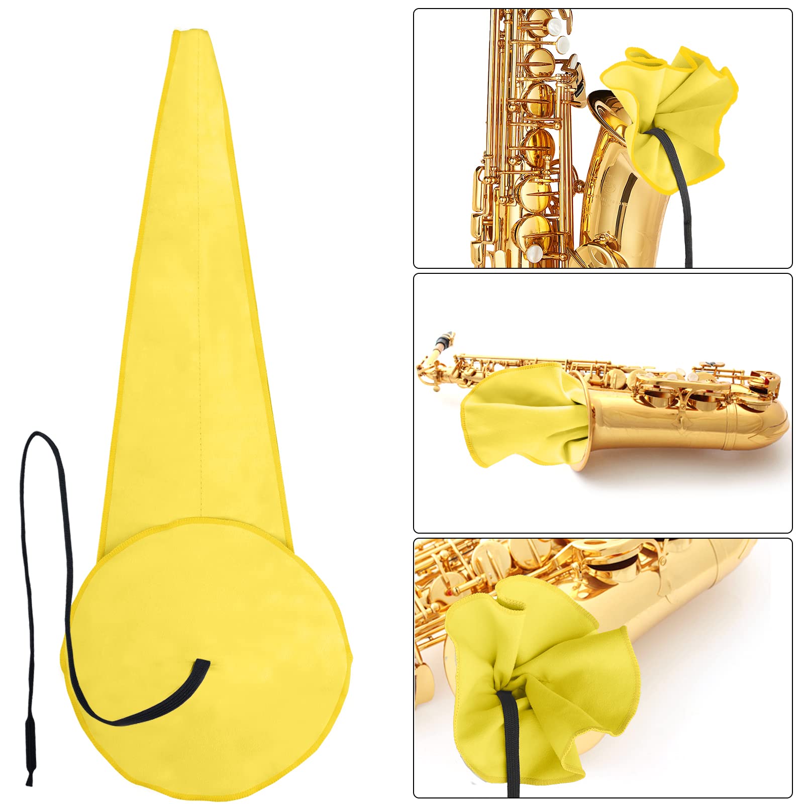 Saxophon-Reinigungsset mit Etui für Saxophon- und Klarinettenflöte, Trompeten-Instrumente, 8-teiliges Saxophon-Mundstückkissen, Mundstückbürste, Mikrofaser-Reinigungstuch (gelb)
