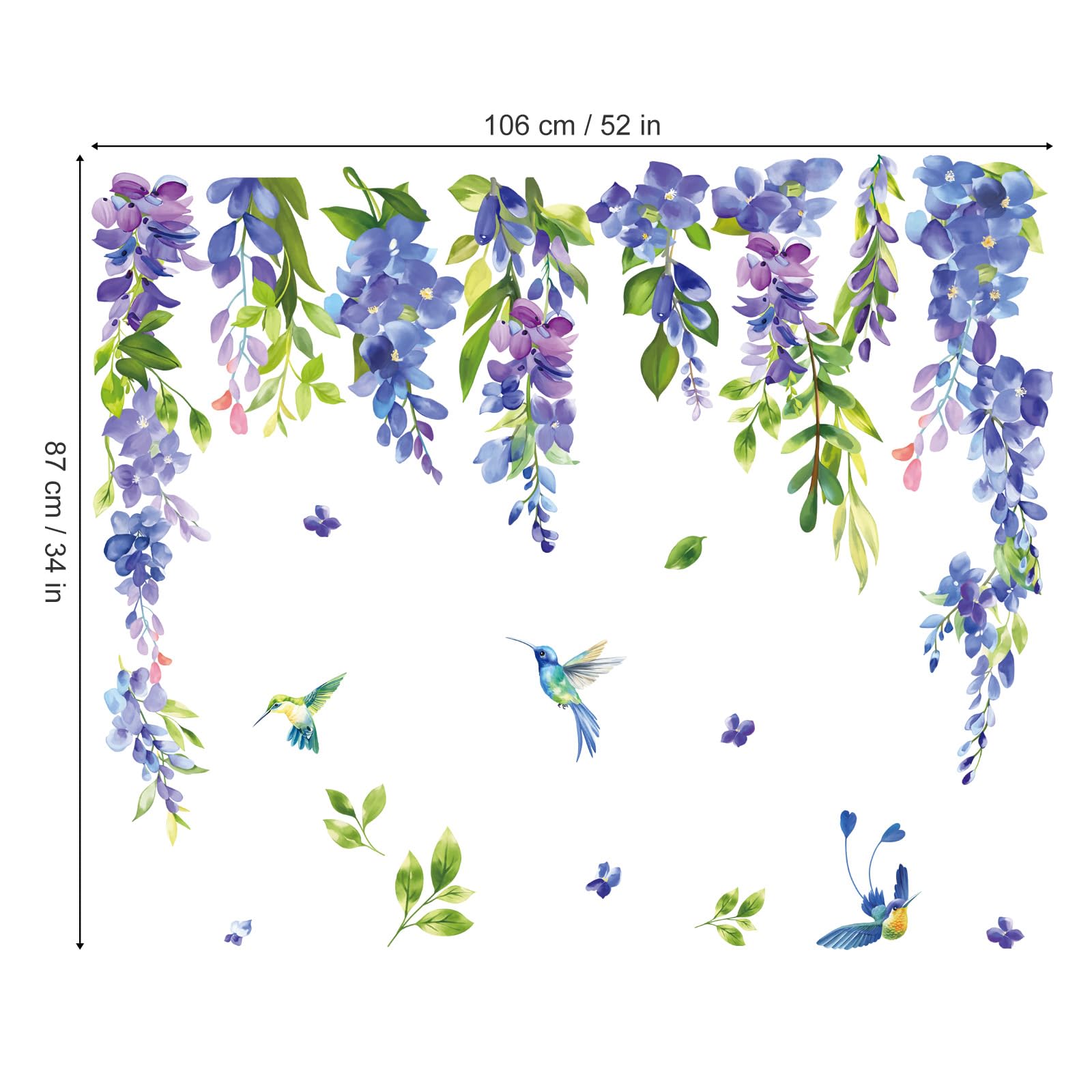 Stickers Fenêtre Oiseaux Branches Printemps - Autocollants Electrostatiques Colibri Fleurs - 9 Feuilles 20x30cm