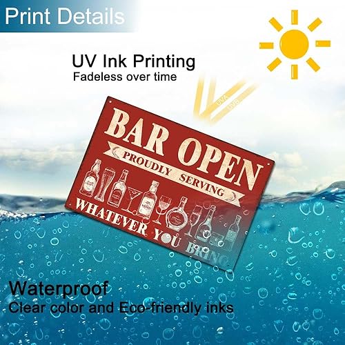 Miniatura 3 de Letreros retro para decoración de bar del hogar, bar, letrero de metal abierto para Pub Man Cave Placa de pared Orgullosamente Sirviendo lo que