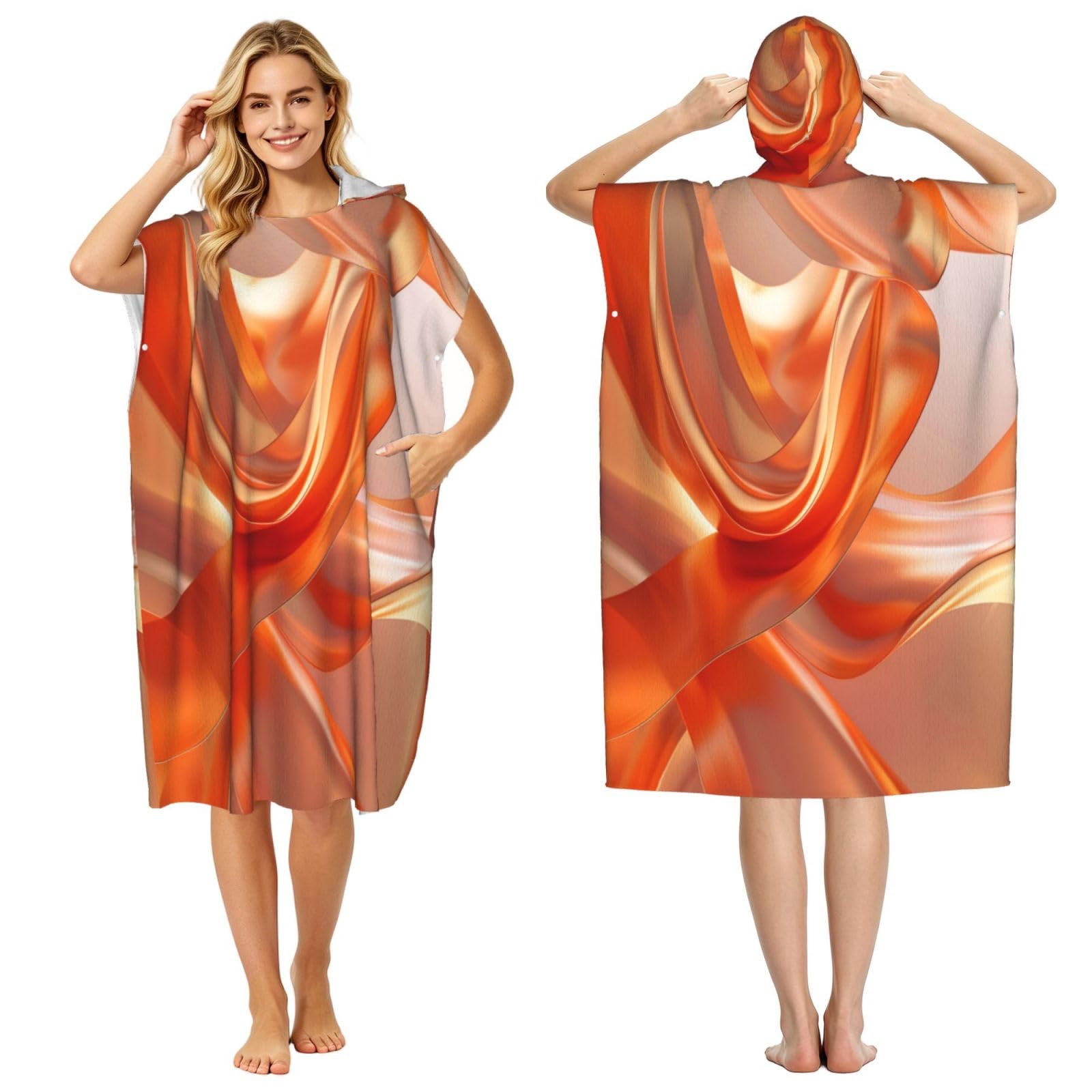 DTHKJNLSF Living Coral Adult Hooded Beach Poncho Towel