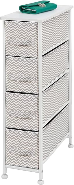 mDesign Wardrobe Organiser - Storage System with 4 Drawers for Organisation - Cabinet Organiser for Home - Taupe/White