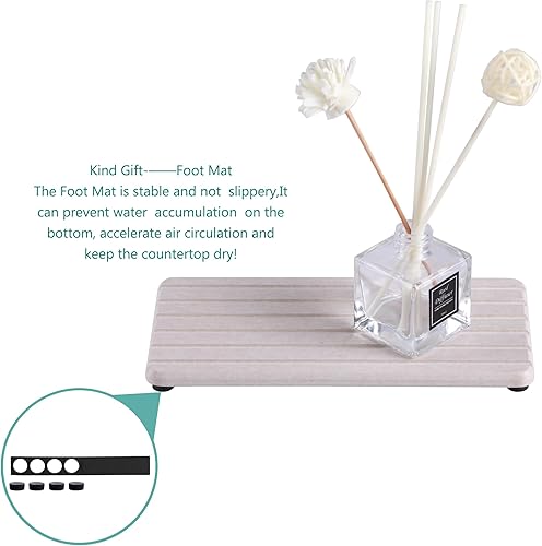 Miniatura 39 de 2 posavasos rectangulares de diatomita absorbentes de agua, diseño ranurado, piedra absorbente de agua utilizada para jabones de manos, plantas