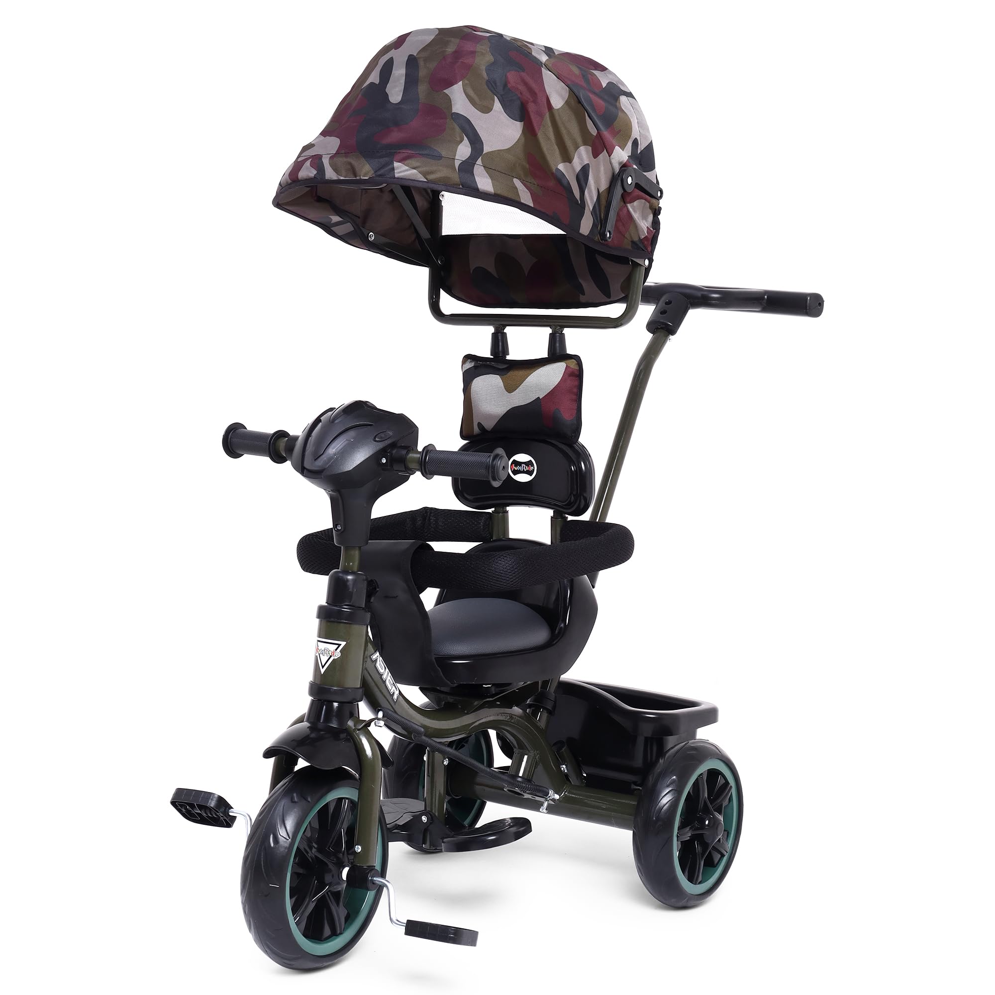 Fun Ride Kids Aster Tricycle with 360 Rotatable Seat, Parental Control Handle, Adjustable Canopy for 1.5 to 5 Years - Musical Trike for Kids with Safety Handle for Boys and Girls (Green) (B0D9LY7SCC) Amazon Price History, Amazon Price Tracker