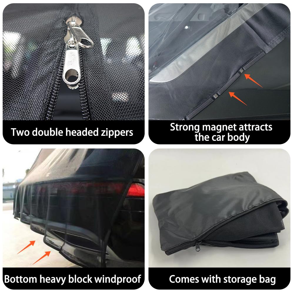 Heckklappe Moskitonetz, Flügeltür Kofferraumabdeckung Sonnenschutz Magnetisch Fliegengitter Auto, Gardinen Vorhang Trennvorhänge Schattennetz für Dach Camper SUV Outdoor Camping, 174x150cm