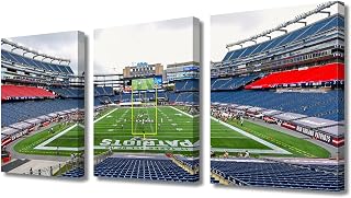 American Sports Wall Decor Gillette Stadium 3 Pieces Canvas Wall Art Football/Soccer Stadium Pictures for Living Room Decor Sports Game Paintings Prints Poster Artwork Framed Ready to Hang (42"Wx20"H)