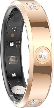 Ladies Smart Ring for Women Health Ring Heart Rate Monitor Sleep Tracker Fitness Tracker Calories Step Counter Pedometer Gesture Control Waterproof Compatible with iOS Android Phones Elegant Ring