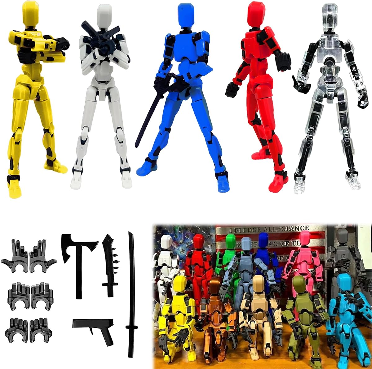 Figura de acción Dumwick Titan13, figura de acción Lucky Robot 13, figuras de acción móviles multiarticuladas impresas en 3D, figura de robot simulado 13, regalos creativos para niños adultos (5 unidades)