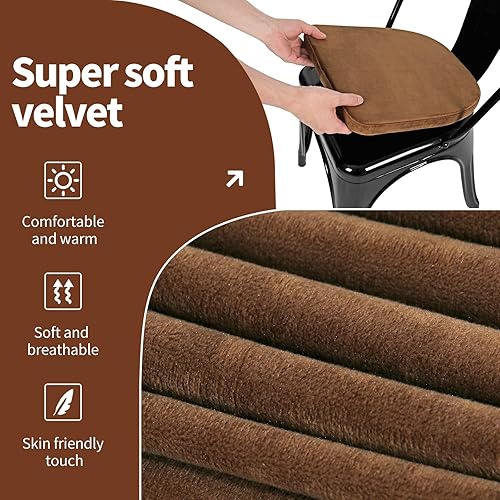 Miniatura 3 de SINOSSO Juego de 2 cojines magnéticos de metal para sillas de cocina, de terciopelo de lujo, de espuma viscoelástica de 14 pulgadas para silla