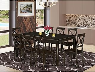 Lakefront Luxury 9 Piece Set Includes a Rectangle Dining Room Table with Pedestal and 8 Wood Seat Chairs, 72 "x 42 "x 30 "