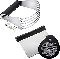 Vista 1 de Spring Chef Batidora de masa grande profesional y raspador de banco de acero inoxidable con raspador de tazón de bono - Paquete de 2 productos