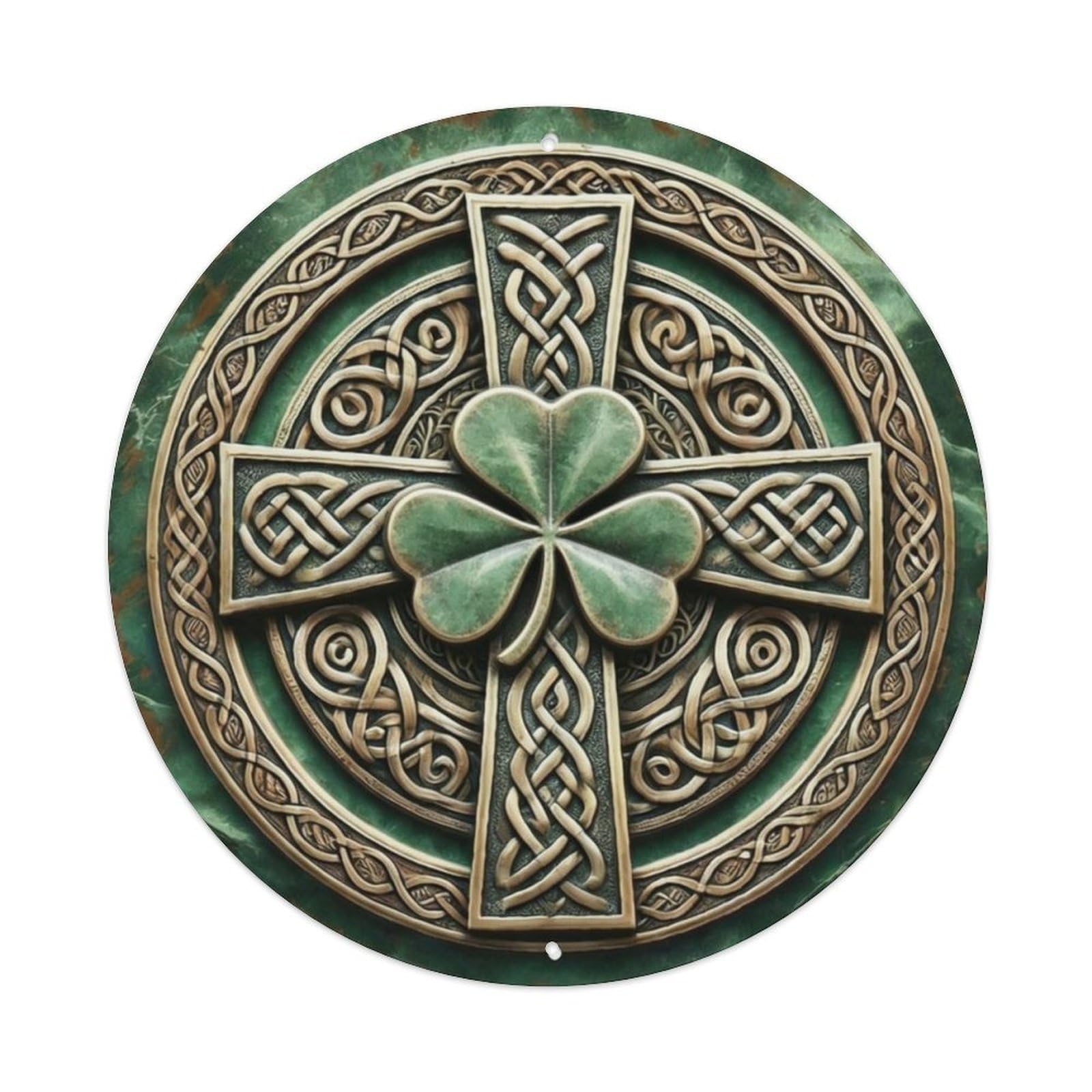 Irish Shamrock with Celtic Knot Metal Tin Sign Plaque