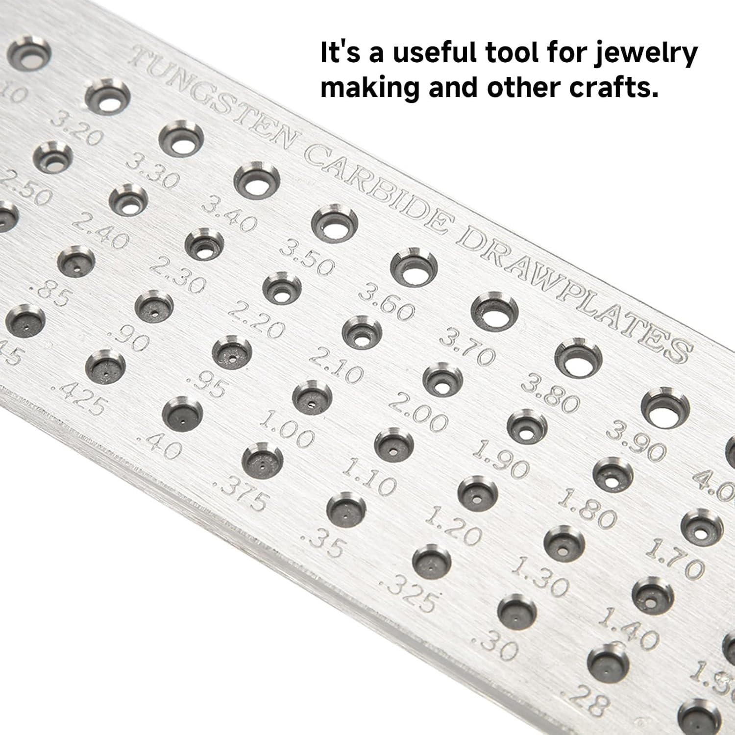 Wire Drawplate 52 Round Holes 0.26-4.10mm Tungsten Carbide Drawplate for Jewelry Making Polished Smooth Hole Portable Drawing Plate, Round Draw Plate Tungsten Carbide Steel
