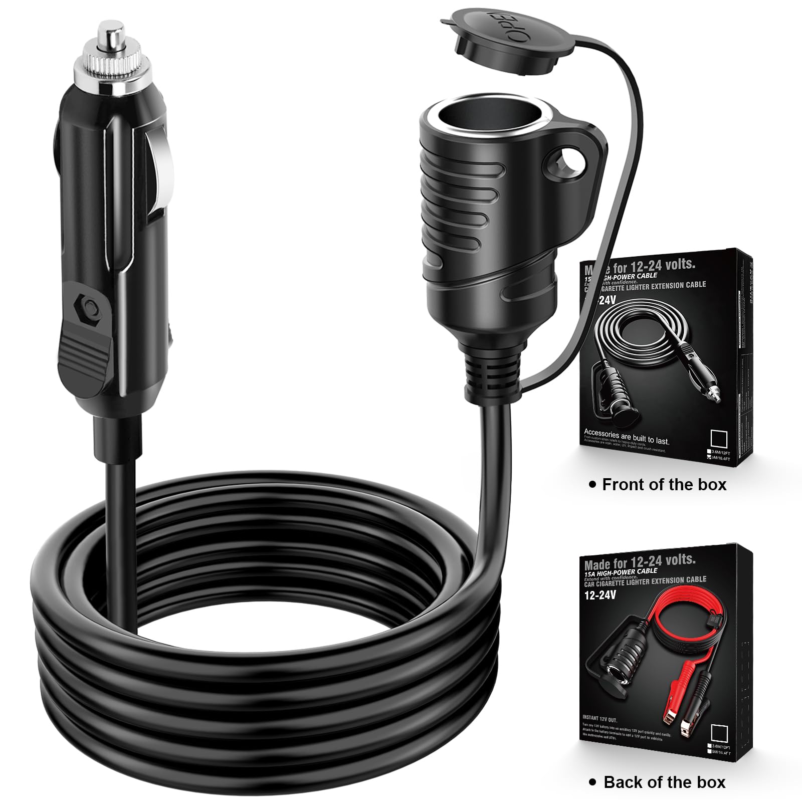 Prolunga 12 V/24 V 5 A con prese accendisigari doppia e 2 porte USB