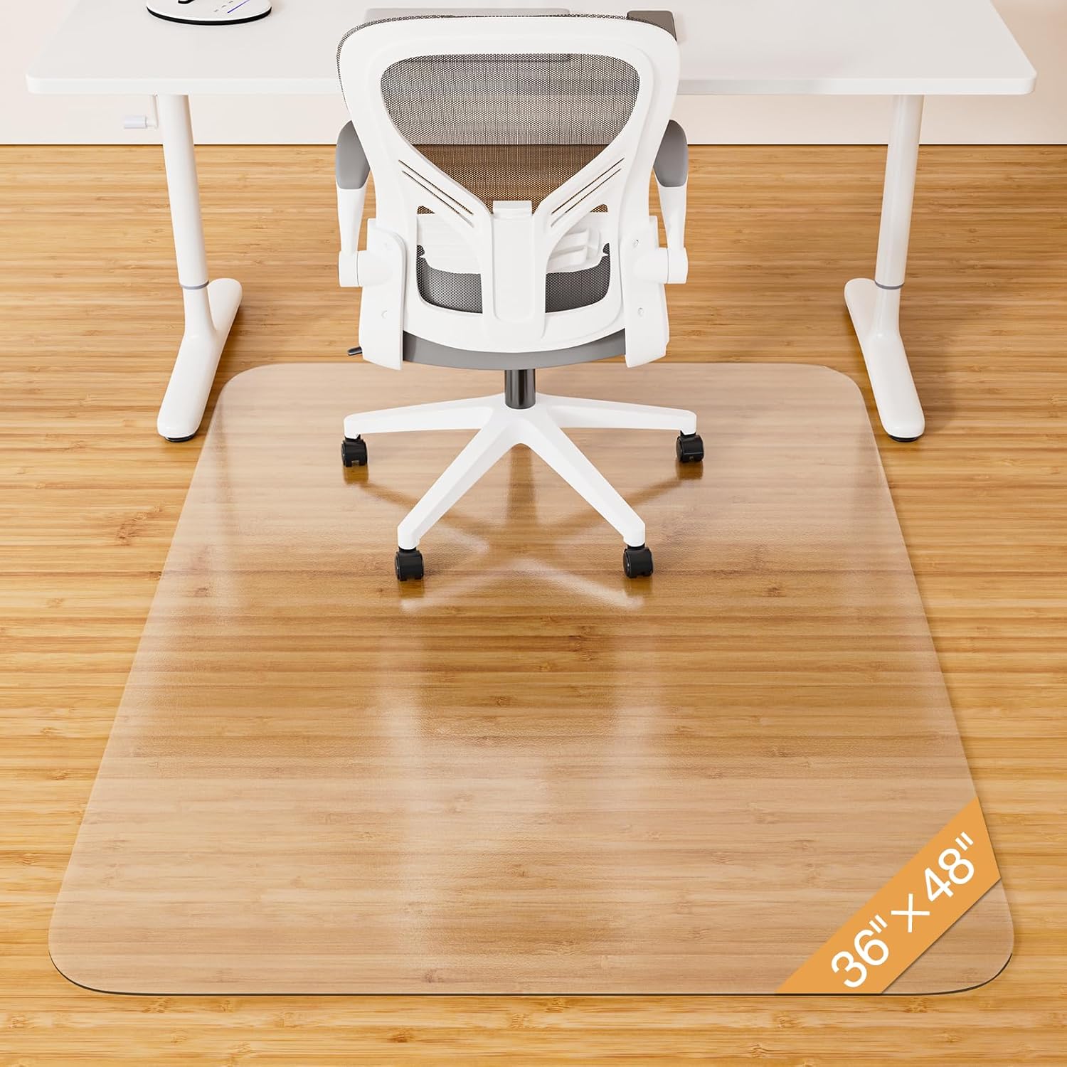 Office Chair Mat for Hardwood Floor, 36" x 48" Clear Plastic Desk Floor Protector, Heavy Duty Non-Slip Chair Mat for Rolling or Gaming Chairs, Durable Computer Mat for Home Office 36"x48"