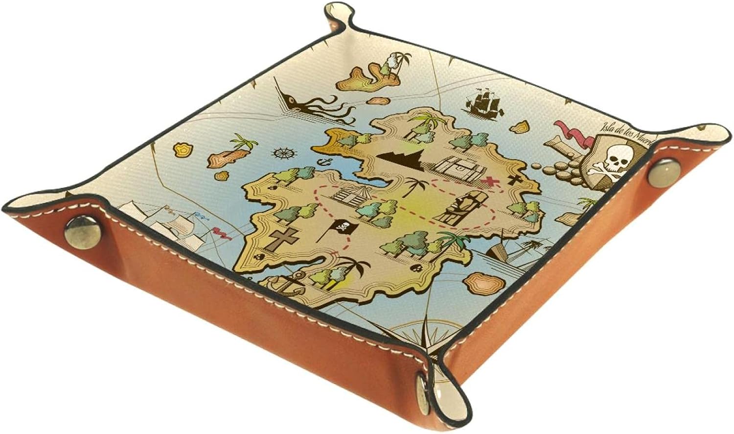 Antique Nautical World Map Compass Dice Tray Folding Dice