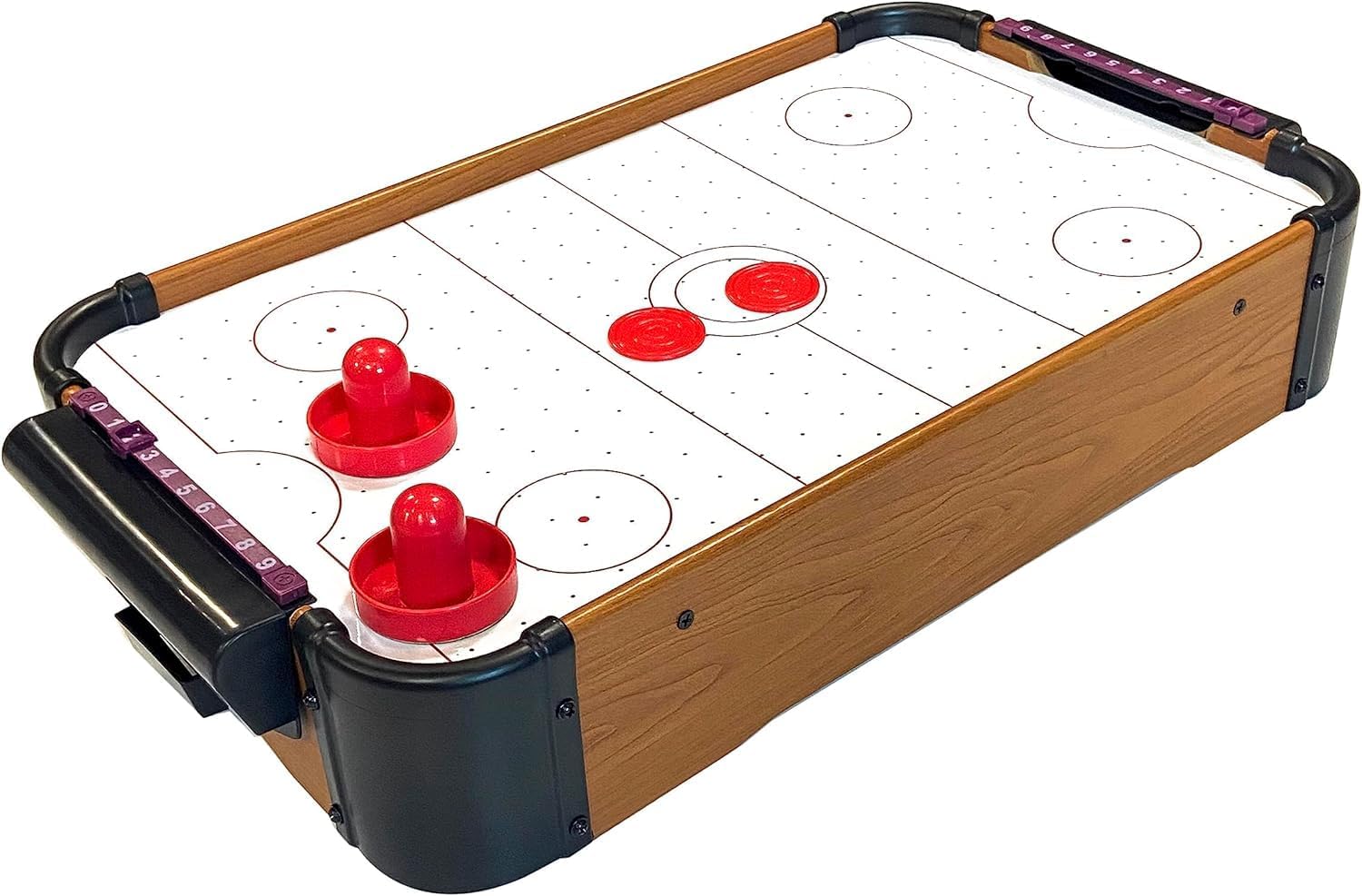 Portable Table Top Mini Wooden Air Hockey Game, with 2 Strikers and 2 Pucks, Mini Air Hockey, Table Top Air Hockey, Mini Air Hockey Table, Tabletop Air Hockey Game